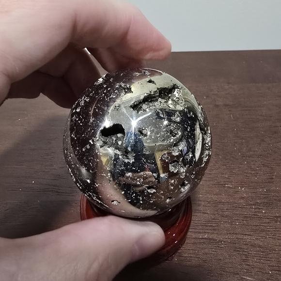 Pyrite Crystal Sphere #P 56 mm - Picture 3 of 9